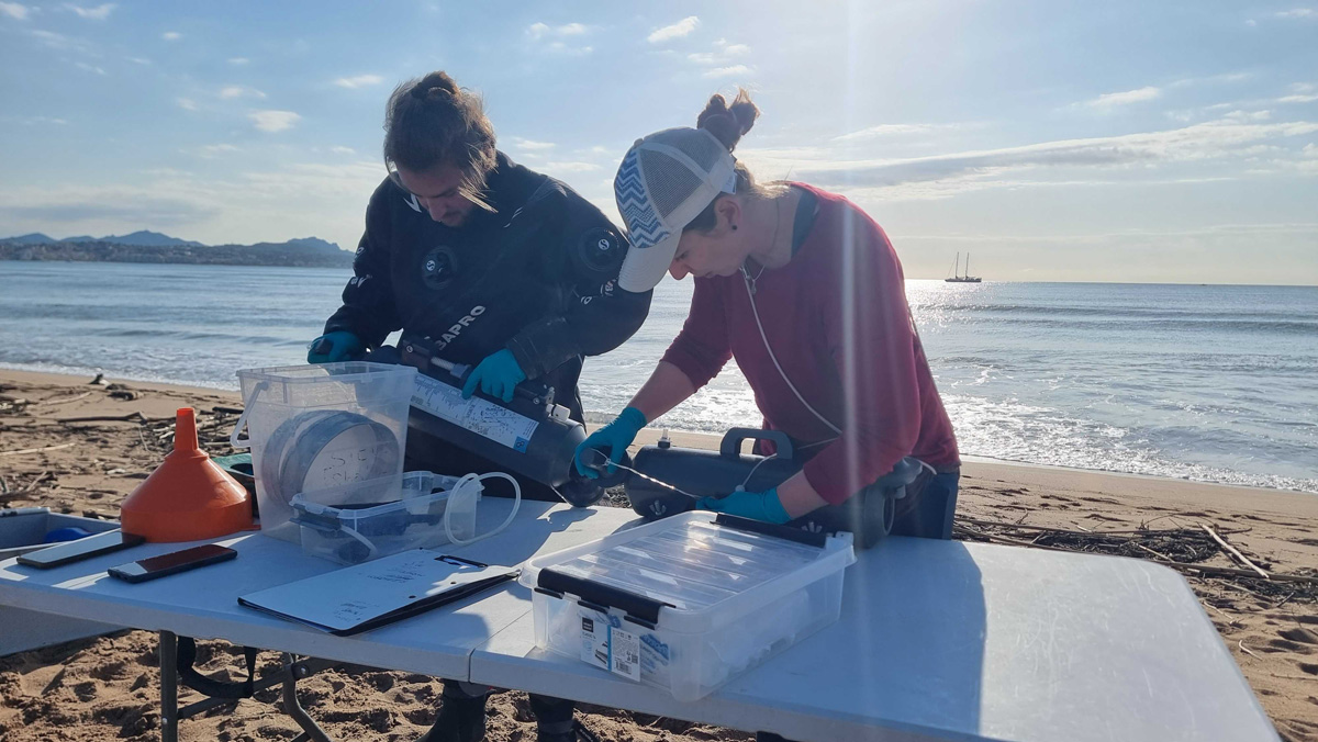The LSI team collecting samples in Fréjus