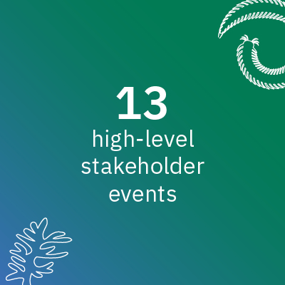 13 
high-level stakeholder 
events 